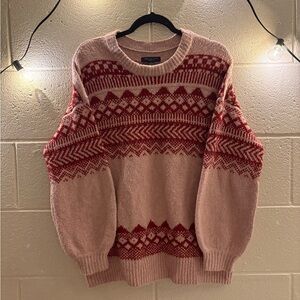 American Eagle Pink and Red Patterned Sweater
